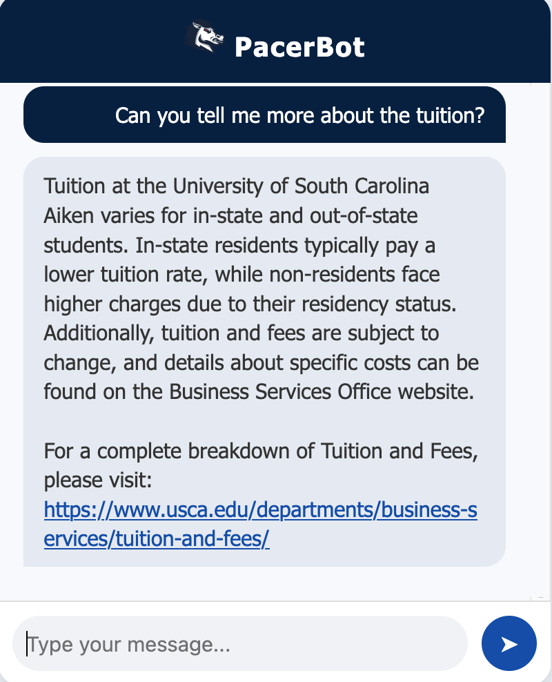 PacerBot Query Response
