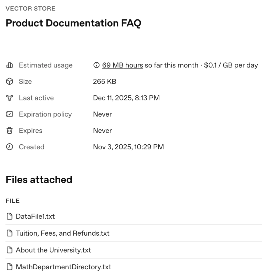 PacerBot Vector Storage